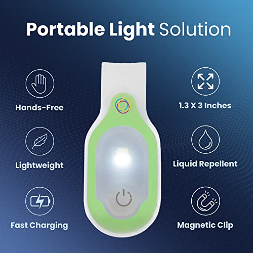 Clipglow Nurse Light Clip On Nursing Night Shift Light, Bright, Lightweight Magnetic, Portable, USB Rechargeable Flashlight for Badge, 8-10 Hours Battery|4 Light Settings 10-25 Lumens Nurse Gift|Green - color: Green