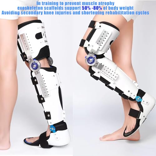 Knee Brace for Post-Op Immobilization & Stabilization, Adjustable Collateral Bars, Widely Used in US Hospitals, Mid-Range ALL (Left feet+knee brace)