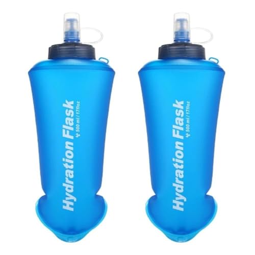 Foldable TPU Water Bottles – Leak-Proof Sports Flask for Running Cycling Hiking, Portable Collapsible Hydration Reservoir with Protective Cap(Blue)