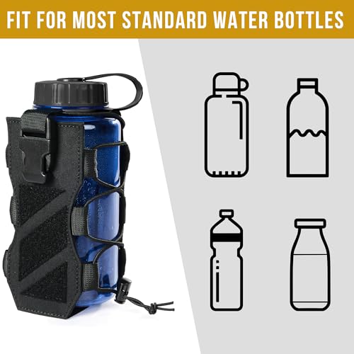 OneTigris MOLLE Water Bottle Pouch Holder, Adjustable 18-32 oz Holster - color: Black
