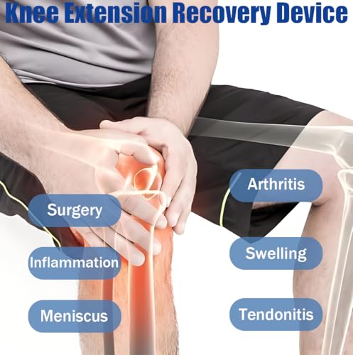 Knee Extension Recovery Device,Essential Aid for Knee Surgery Rehabilitation,Adjustable Buckle Leg Straightening and Flexibility Equipment – Post Knee Surgery MustHaves(4PCS Weights Included)