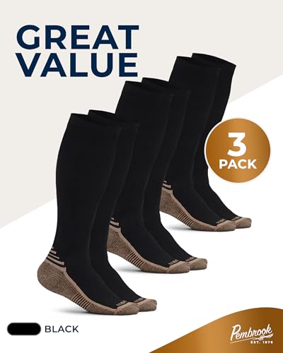 Pembrook 3 Pairs Copper Compression Socks 15-20 mmHg | Graduated Support - color: Black - 3 Pairs, size: X-Large