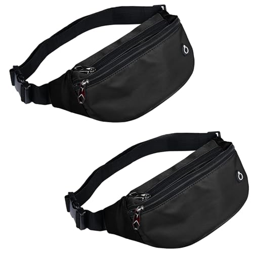 Fanny Packs for Men and Women Water-Repellent Sports Waist Pack Bag - color: 2pack-Black/Black