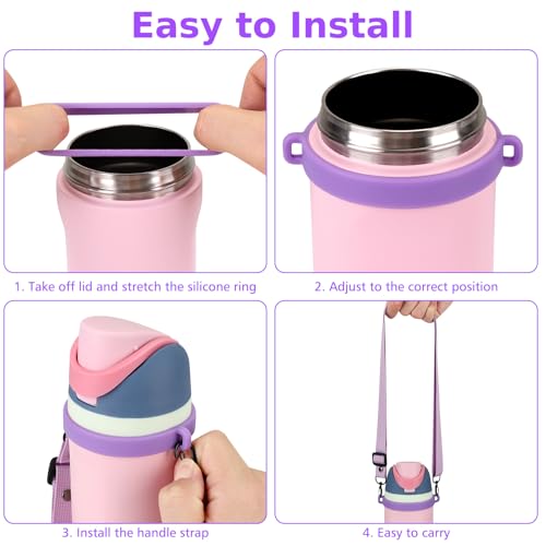 Accmor Water Bottle Strap Compatible with Owala Freesip Sway 30 oz 40 oz and Owala Freesip 24 oz 32 oz 40 oz, Adjustable Portable Water Bottle Handle Strap for Owala - color: purple