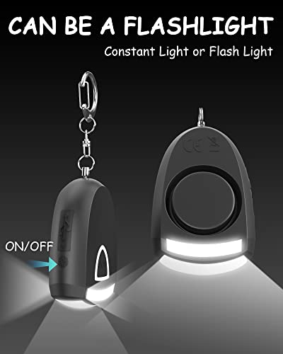 Rechargeable Personal Alarm for Women - Safety Keychain 2 Pack, 130 dB Siren and Strobe Light, for Students, Joggers, Night Workers, Elders, Kids, Women, 4 Pop Color (Aqua&Black)