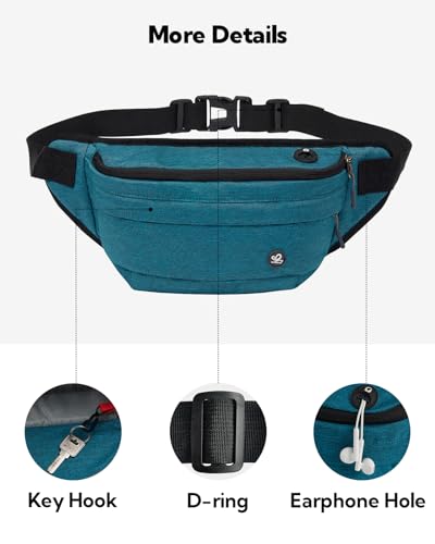 WATERFLY Fanny Pack Waist Bag: Large Crossbody Fannie Bum Belt Bag Hip Phanny Pack for Men Women Outdoor Sport Hiking Traveling Walking - color: Teal blue