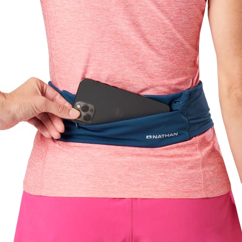 Nathan Running Belt Adjustable Fit Zipster, Zippered, Weather-Resistant Pocket & Two Quick-Stash Pockets for Running Gear, Running Fanny Pack, Walking, Hiking, Gym - color: Marine Blue
