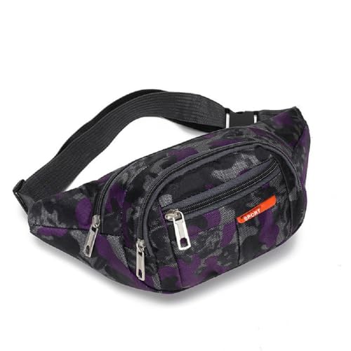 AIBEARTY Kids Fanny Pack Boys Small Camouflage Waist Pack Belt Waist Bag Pack Pouch with Adjustable Strap for Children Sport Running, Camping, Trip - color: B Purple(2 Layer)