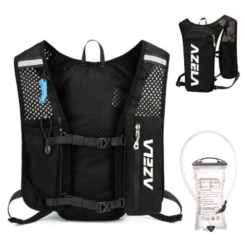 JEELAD Hydration Backpack Lightweight Vest for Hiking Trail Running Gear Cycling Marathon for Women Men - color: A - Black (7L) - with 1.5L PEVA Water Bladder