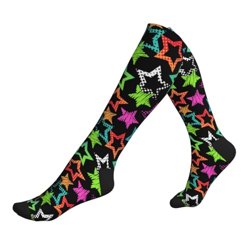 Compression Socks Women And Men For Nurses Travel Pregnancy Recovery Running Athletic - color: Graffiti Style Star Black