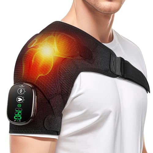 WoloyHeatie Cordless Shoulder Heating Pad with Massage, FSA Eligible Items - color: Black