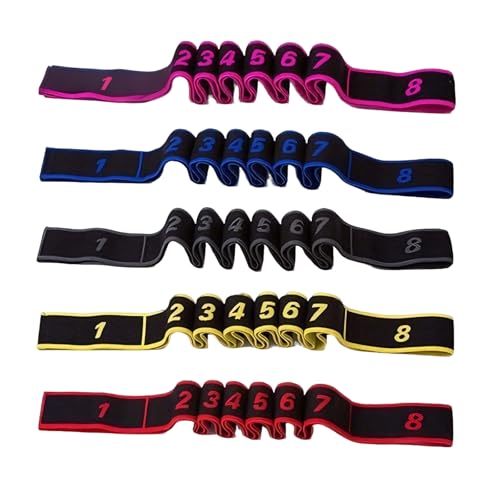 5 Pack Fitness Resistance Bands, Numbered Resistance Bands for Glutes, 8-Section Elastic Training Bands for Yoga, Stretching, Pilates, Fitness