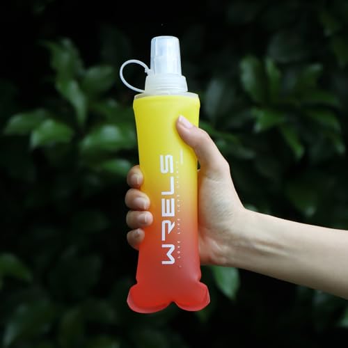 WRELS Soft Flasks TPU Soft Water Bottles Folding Soft Running Water Flask Small for Outdoor Sports Hiking Hydration Pack 8oz/17oz Hiking Cycling Climbing - color: Yellow-250ml