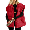 Songling Womens Oversized Puffer Vest Stand Collar Full Zip Sleeveless Bubble Puffer Vest Quilted Padded Warm Coat Outwear - color: Red, size: X-Large