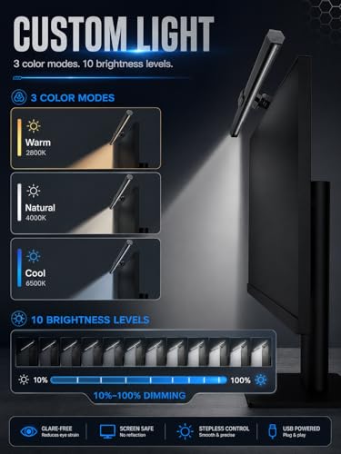 Computer Monitor Lamp, Screen LED Light Bar, USB Powered, No Screen Glare - size: For Desktop PC