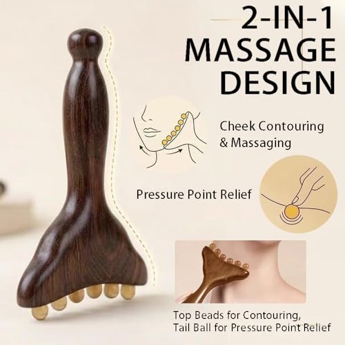 OULIGET Wooden Gua Sha Facial Tool,Multifunctional Trigger Point Massage,Handheld Meridians Acupressure Tool,Used for Relaxing Face,Back,Neck and Shoulders