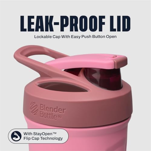 BlenderBottle Sport Flip Stainless Steel Shaker Bottle 24 oz Pink