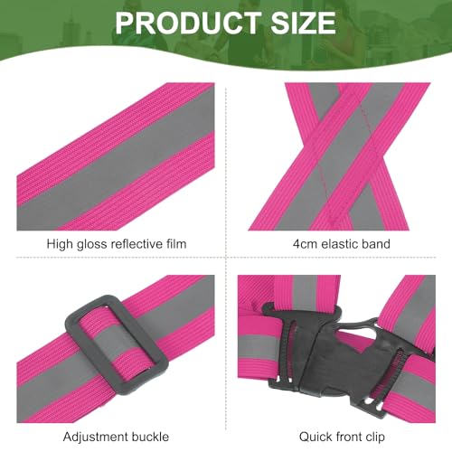 PATIKIL Reflective Safety Vest, Hi-Vis Safety Vests, Adjustable High Visibility Reflective Strips for Outdoor Jogging - color: Fuchsia