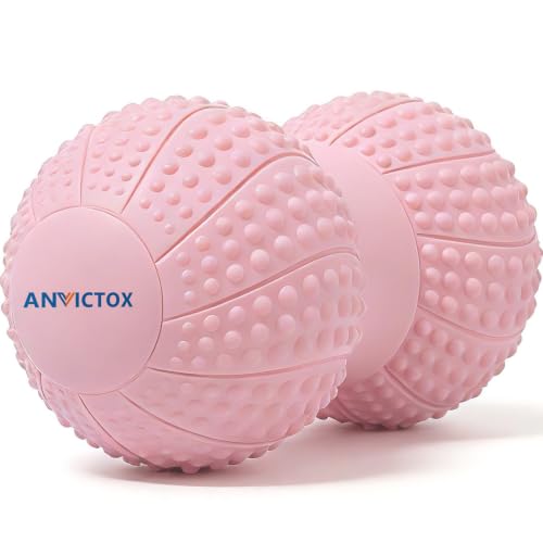 8 Inch Large Peanut Massage Ball Roller for Large Muscle Groups, Deep Tissue Double Massage Ball for Neck,Back,Leg,Low Back,Peanut Myofascia Release Ball for Muscle Knots&Physical Therapy - color: Pink