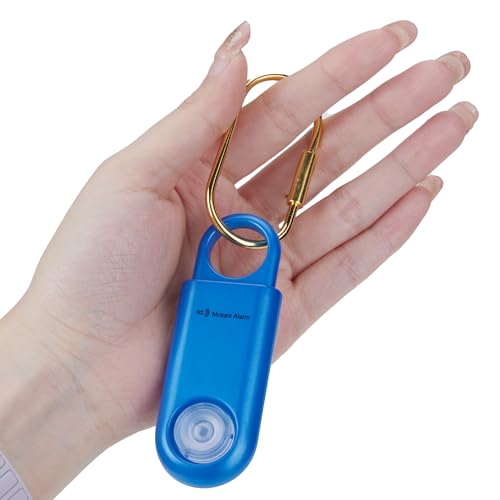 130db Personal Safety Alarm with Ultra Bright Strobe Light. Blue - color: Blue, style: Button cell
