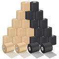 Nuanchu 24 Rolls Prewrap Athletic Tape, 2.75 in x 30 yd, Black, Beige - color: Black, Beige