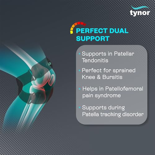 TYNOR Dual Patellar Tendon Support Strap,Knee Pain Relief Adjustable Neoprene Knee Strap Patella Stabilizer Band,Knee Brace for Tendonitis,Running,Hiking,Basketball Volleyball Tennis,One Size,1 Unit - style: Black Dual