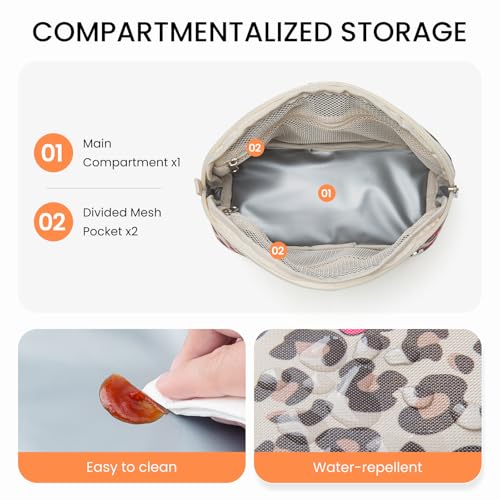 MEXS Small Cooler Bag, Freezable Snack Bag for Kids & Adults, Small Insulated Lunch Bag with Upgraded Thicker Ice Pack, Reusable Mini Cooler for Work/School/Travel - color: Leopard Bow