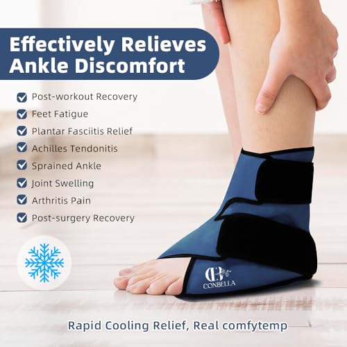 Ankle Ice Pack Wrap for Swelling & Pain Relief, Navy Blue - color: Navy Blue, size: Medium