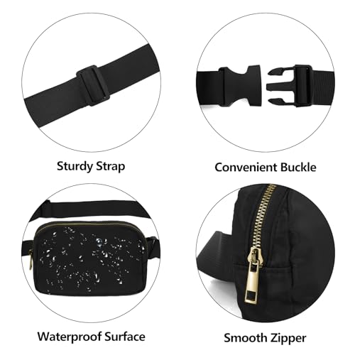 Waist Belt Bag Fashion Fanny Women and Men Gift Waist Pack With Adjustable Strap For Travel Running Hiking Walking Black - color: Black Fanny Pack