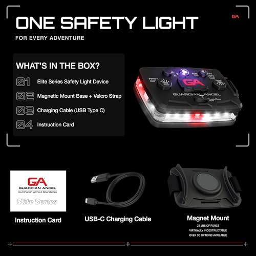 Guardian Angel Elite Safety Light, IR-Hybrid - White Front & Red Rear - color: White/Red/Infrared, size: 1-Pack