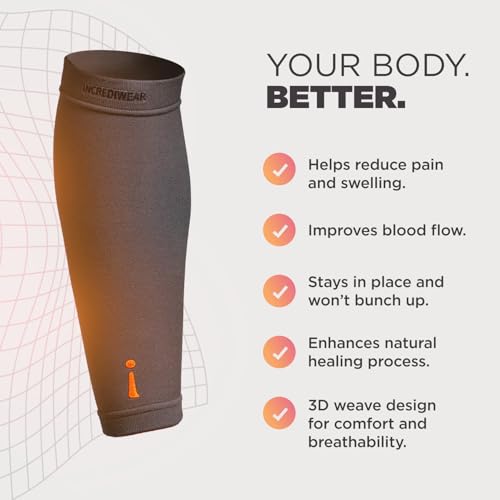 Incrediwear Calf Sleeve - Calf Sleeves for Men and Women to Help with Muscle Pain Relief, Shin Splints, and Muscle Recovery (Charcoal, Large) - size: Large (Pack of 1)