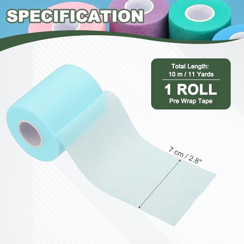 Pre Wrap Tape, Non-Slip Grip Cushion Wrap Prewrap Athletic Tape Fitting for (Tennis- Badminton - Pickleball - Sports) - color: Light Blue
