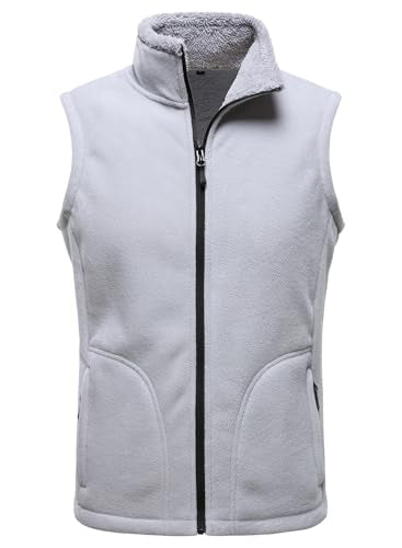 HOOD CREW Mens Fleece Vest with Zipper Pockets - color: Lightgrey, size: Small