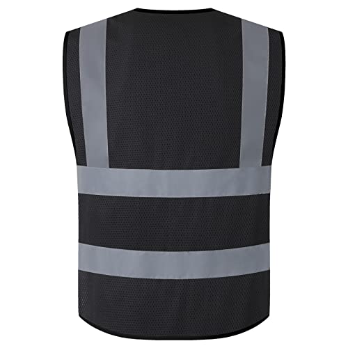 Safety Vest for Men Women with Pockets (KZ170-Black, M) - color: Black-kz170, size: Medium