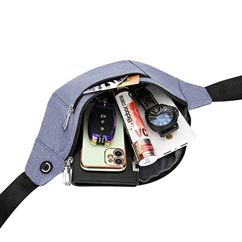 Fanny Pack for Men & Women, Fashion Waterproof Waist Packs with Adjustable Belt, Casual Bag Bum Bags for Travel Sports Running. - color: B-Purple