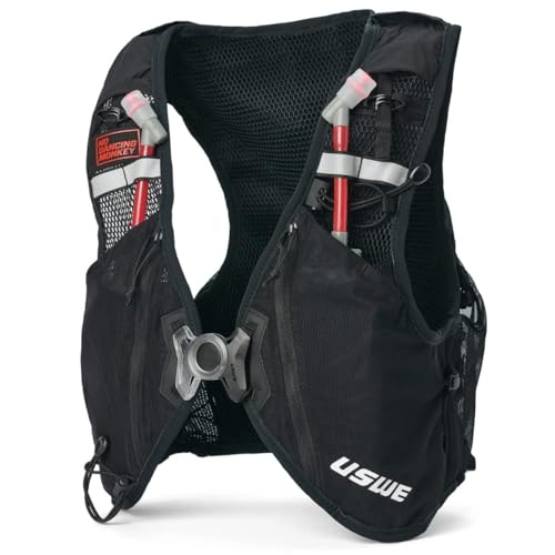 USWE Pace - Running Vest Hydration Pack with 2 x 500ml UltraFlask, Backpack for Men and Women - style: 14L, Black, Medium
