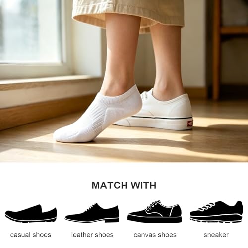 Amutost Womens No Show Socks Anti-Slip Cushioned Breathable 5-10Pairs - color: 5 Pairs White, size: 10-12