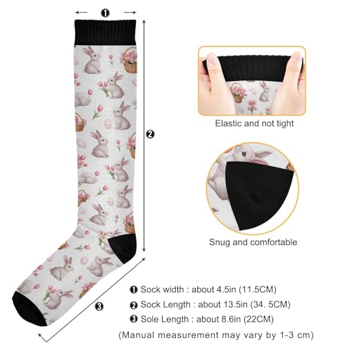 Wusikd Cats Compression Socks for Women and Men Circulation Cute Long Socks for Athletic Running 1 - color: Easter Bunny