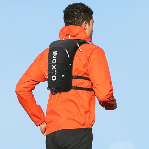 INOXTO Running Hydration Vest Backpack,Lightweight Insulated Pack with 1.5L Water Bladder Bag Daypack for Trail Hiking Running Cycling Race Marathon for Women Men - color: Black white