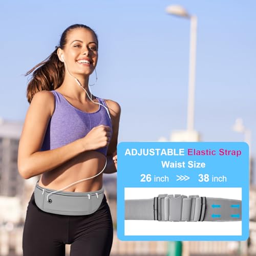 Slim Running Belt for Women Men,Runners Fanny Pack Phone Holder,Money Belt,Running Gear Accessories,with 3 Pockets(Black) - color: Black