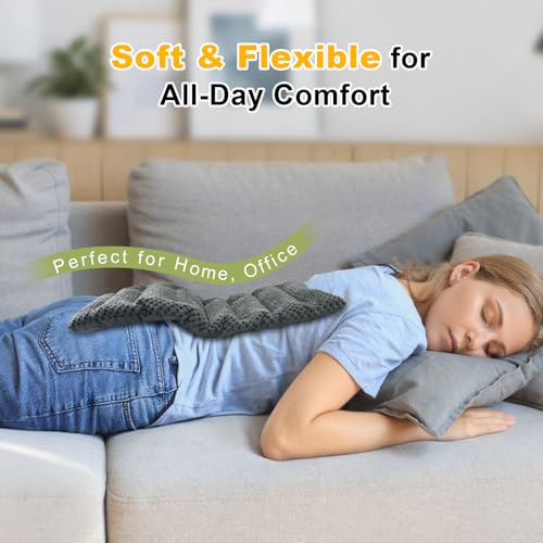 UNCN Microwave Weighted Moist Heating Pad Neck Back Cramps Large | 7x17 inch Large Cover | 2.2lbs Weighted Flax/Clay Beads | Even Heat Distribution | Soft Fleece | hot/Cold Reusable Therapy - color: Dark Grey