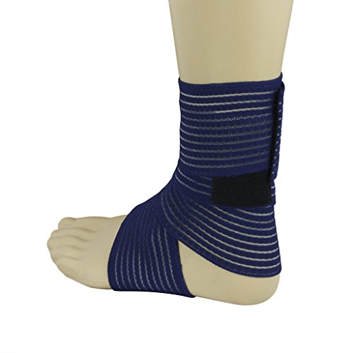 BXT A Pair (2 Pieces) Elastic Breathable Wrap Ankle Support Brace Compression Knee Elbow Wrist Ankle Hand Support Wrap Sports Bandage Strap with Hook & Loop Fastener Straps - color: Blue, 2-Pack