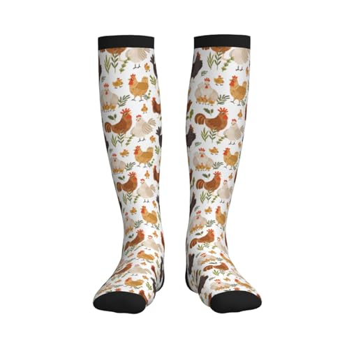 Crazy Fun Compression Socks, Unisex Knee High Support Socks - color: Chicken