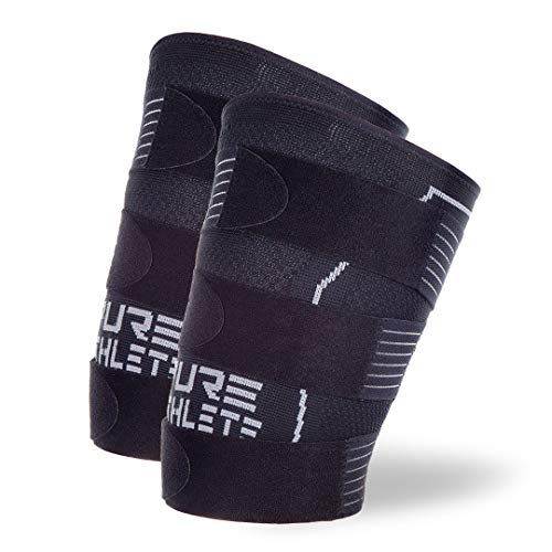 Pure Athlete Thigh Compression Sleeve – Adjustable Straps Quad Wrap Support Brace, Hamstring Upper Leg - size: X-Large