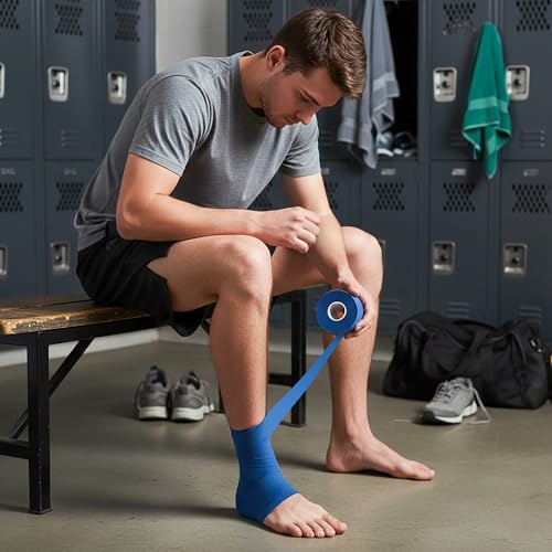 Cannon Sports Premium Athletic Tape - 1.5” x 45 Feet Per Roll - Easy Tear, No Sticky Residue, Very Strong, Hypoallergenic and Latex Free- Ideal for Sprains, Strains, First Aid – 1 Roll (Blue) - color: Blue