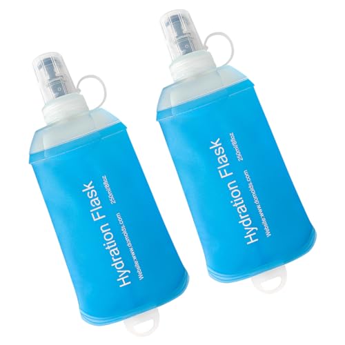 WILDREEDS 250ml Soft Flask, TPU Collapsible Soft Water Bottle for Hydration Pack, Running Vest, Folding Water Bottle for Hiking Cycling Climbing-2Pcs, Blue - color: 2pcs, 250ml Blue