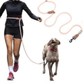 Mile High Life Hands Free Dog Leash, Crossbody Waist Leash with Genuine Leather Connection, Multifunctional Adjustable Slip Lead for Dog Walking Running (Light Brown, 8FT) - color: Light Brown, size: 8FT Hands Free
