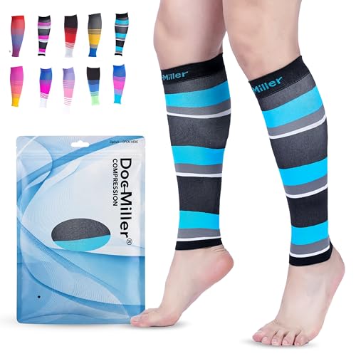 Doc Miller Calf Compression Sleeve 20-30 mmHg for Men & Women, 1 Pair - color: BlackBlueGrayWhite, size: Small