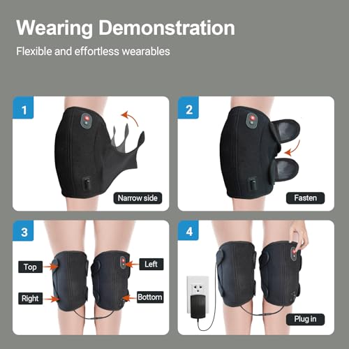 CooCoCo FSA Eligible Knee Massager with Heat, 4pcs 5''x9'' Cold Packs - color: Black