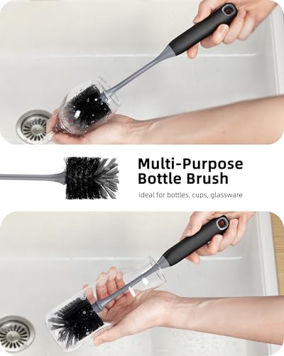 ROSEOK Bottle Brush, Water Bottle Brush, Flexible Bottle Brush, Cup Cleaner - color: Black
